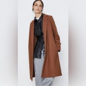 ZARA Handmade brown oversized outerwear trench coat size small